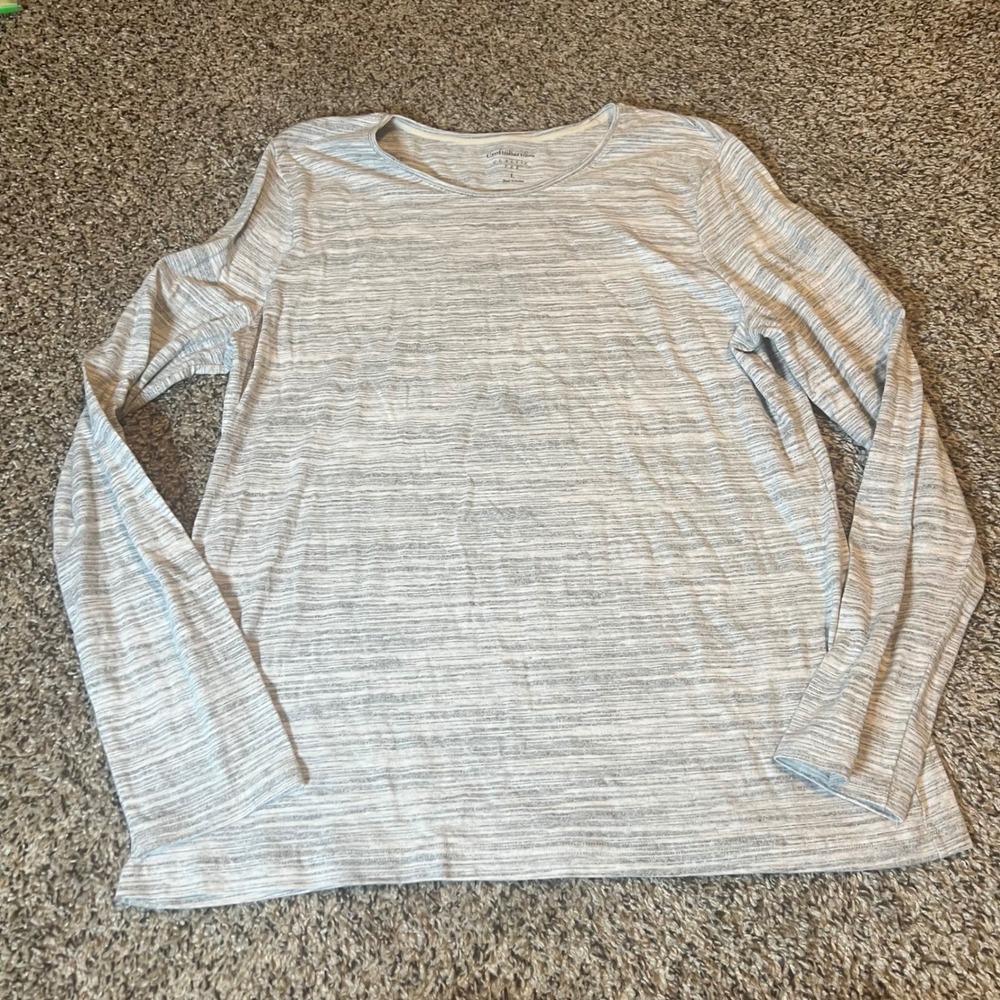 Croft & Barrow Classic Tee Long Sleeve Heather Gray Size L